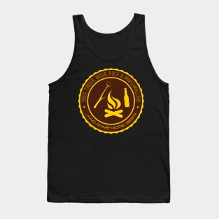 Camping: Beer, Tinder, Wood, Rock & Marshmallow...and some more beer. Tank Top